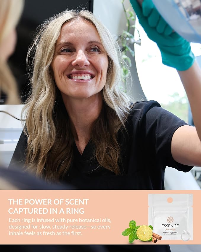 Essence Wearable Aromatherapy Nasal Diffuser – Immunity Blend Essential Oil Nose Ring – Personal Scent Clip for Travel, Work & Everyday Use – Made in USA