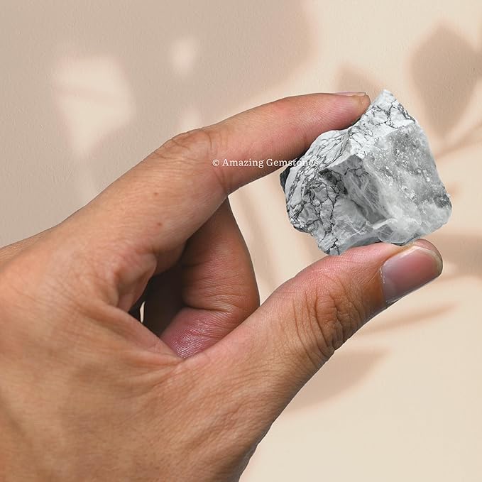 Amazing Gemstone 2 Pieces Howlite Raw Crystals and Healing Stones, Natural Rocks for Tumbling and DIY Raw Stones and Crystals