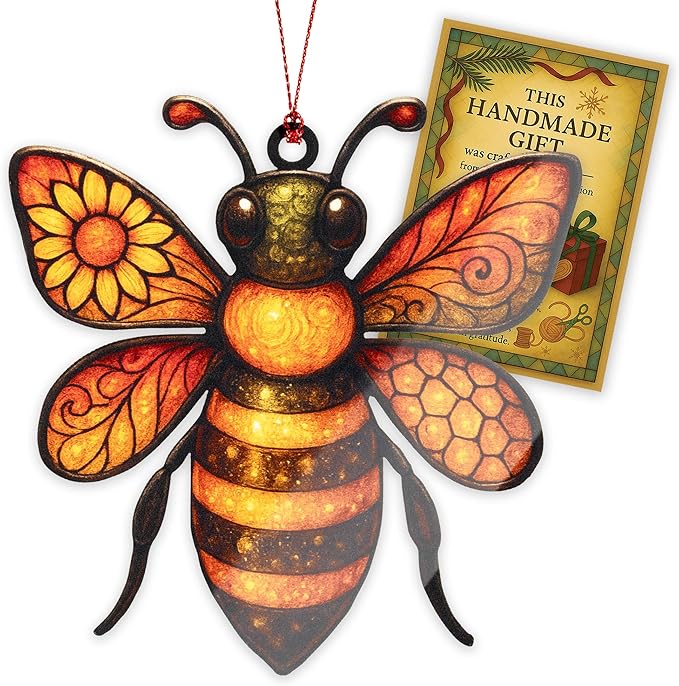 Bee ornament - Honey bee decor - bee gifts for women - bee gifts - bee decorations for home - Christmas ornament 2025 - White elephant gifts - Xmas Tree Funny Decoration