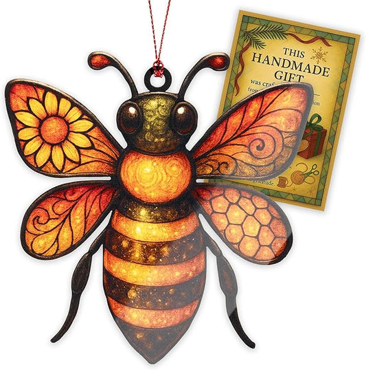 Bee ornament - Honey bee decor - bee gifts for women - bee gifts - bee decorations for home - Christmas ornament 2025 - White elephant gifts - Xmas Tree Funny Decoration