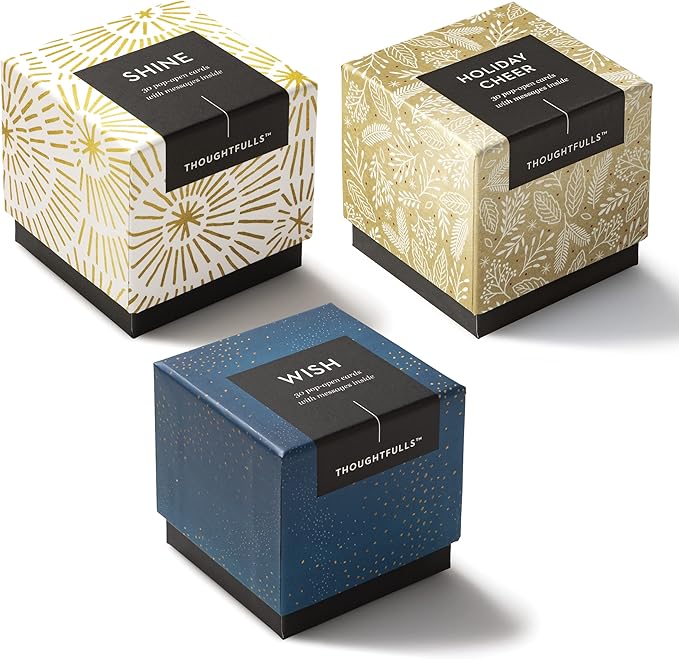 Compendium ThoughtFulls Pop-Open Cards — 3-Pack of Shine, Holiday Cheer, Wish — 90 Pop-Open Cards, Each with a Different Message Inside