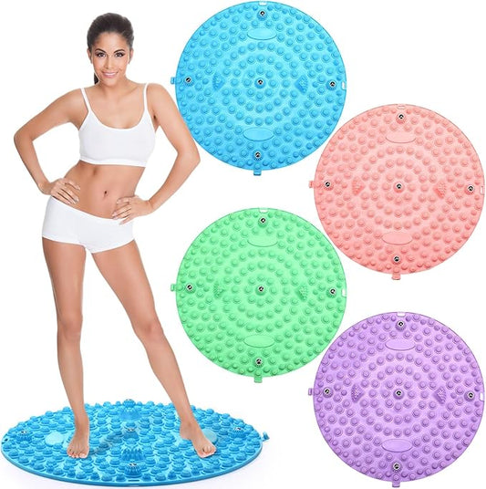 4 Pack Foot Massager Mat Foot Reflexology Pad with Magnetic Relaxation Massage Feet Pressure Point Pad Anti Fatigue Walk Stone Acupoint Mat Particle Portable Massage Tool(Mixed Colors)