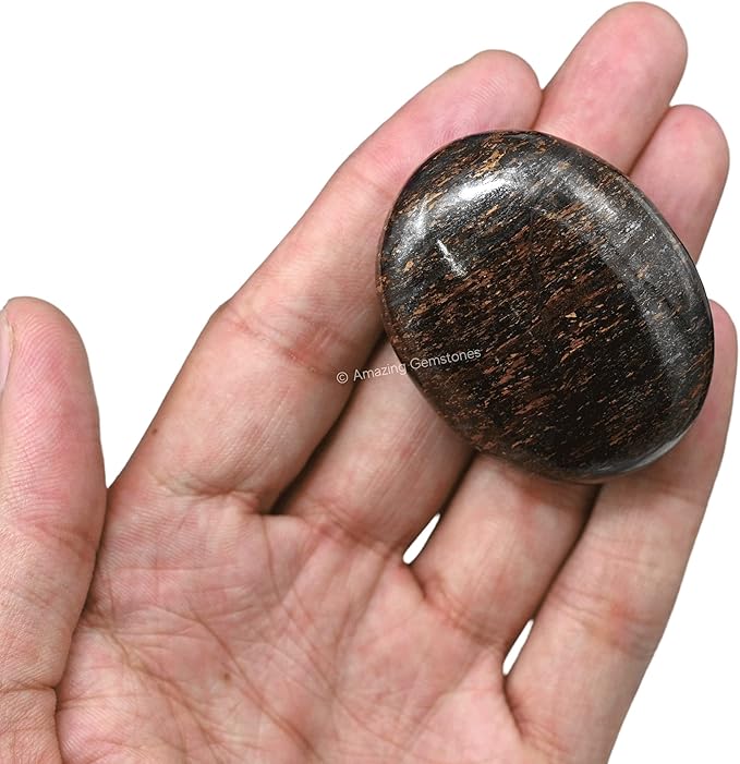 Amazing Gemstone Bronzite Crystals and Healing Stones - Large Palm Stone Crystals Piedra - Crystal for Good Luck, Balanced Positive Energy, Meditation - Unique Stocking Stuffers Gifts for Women, Men