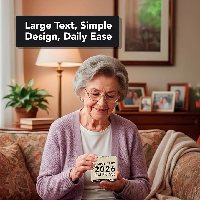 2026 Large Text Daily Calendar | Today Is Box Calendar with Big Dates For Easy Reading, Great for Home or Office, Calendar Gift For Her or Him. Hanging Wall Calendar for Work