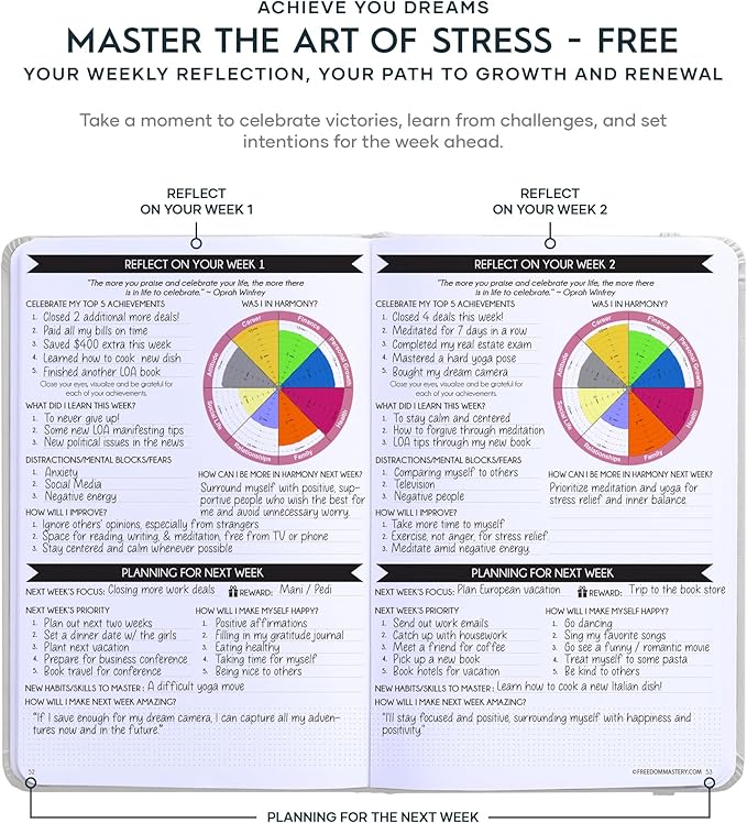 Gratitude Journal for Women & Men - 5 Minute Self Care Journal | 90-Day Undated Daily Planner for Positivity, Affirmations & Manifestation | Guided Mindfulness, Reflection | Vision Board + Stickers