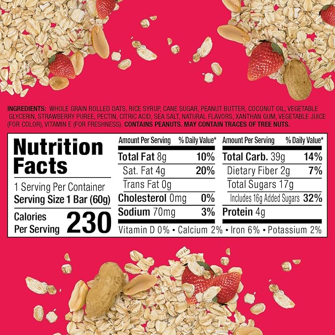 Bobo's Peanut Butter & Strawberry Jelly Oat Snack, 24 Count, Healthy Everyday Snack, a Satisfying Treat that Provides a Quick Energy Boost