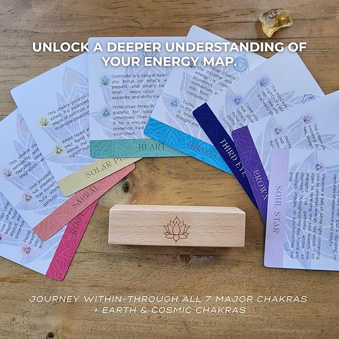 Aura Chakra Affirmations & Ritual Deck: 57 Daily Mindfulness & Meditation Activity Cards | Balance Mind, Body & Spirit | Wellness Self-Care Gift for Women - Stand and Pouch