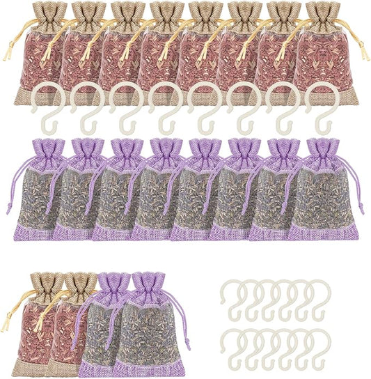 Homode Cedar Blocks for Clothes Storage, Pack of 20 Cedar Sachets and Lavender Sachet Bags for Drawers and Closets, Cedar Wood Chips, Scent Satchels Closet Freshener