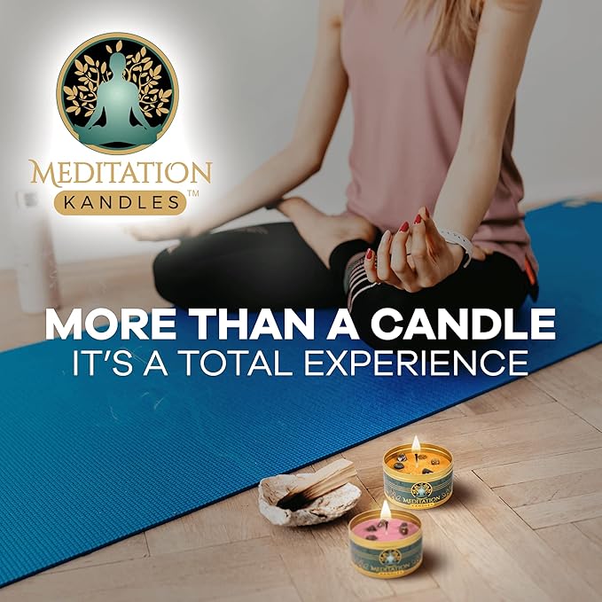 Meditation Candles with Crystals | Natural Aromatherapy Candles for Relaxation & Healing | Stress Relief Candles for Yoga, Meditation & Self Care | 4 Pack Gift Set