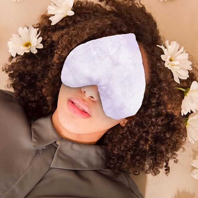 Weighted Heart Eye Pillow – Hand-Dyed in Sky Tones with Organic Lavender & Flaxseed – Relaxation Gift for Women, Meditation Tool, Mindful Rest, Cooling Eye Mask, Wellness Self-Care Kit