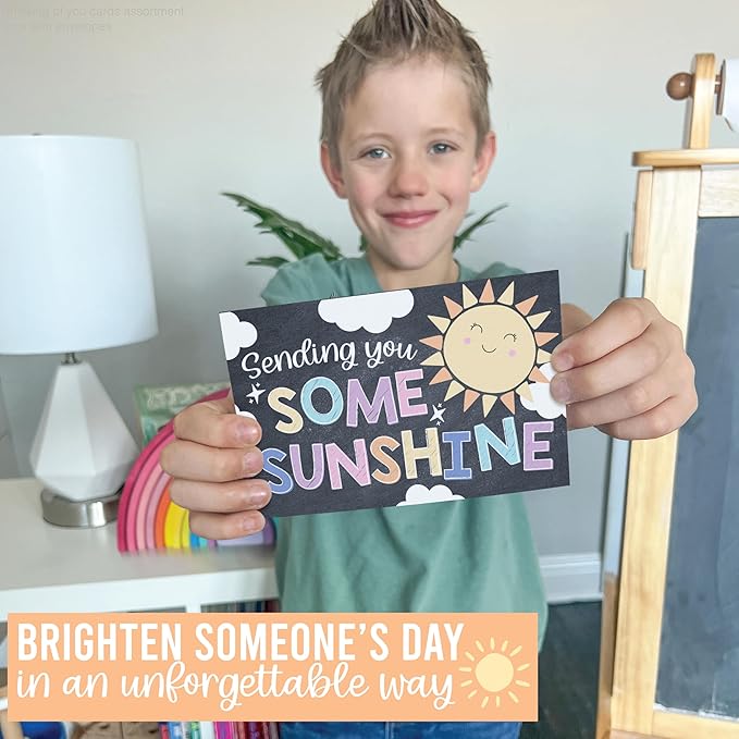 Hadley Designs Thinking of You Cards with Envelopes - 24 Hello Greeting Cards Thinking of You Card for Men & Women Bulk, Blank Encouragement Card for Kids, Just Because Cheerful Encouraging Notecards