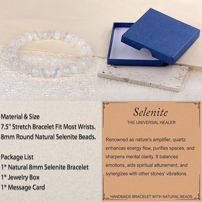 LPBeads Handmade Natural Gemstone Stretch Elastic Bracelet Healing Crystal Round Stone Beads Jewelry Gifts for Women Men