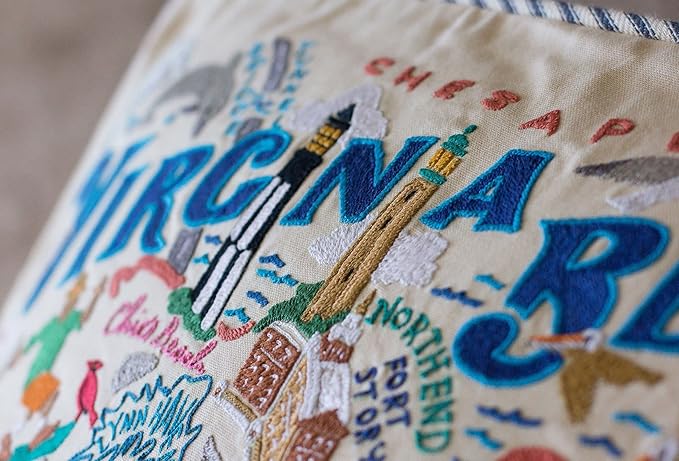 Catstudio Virginia Beach Embroidered Decorative Throw Pillow