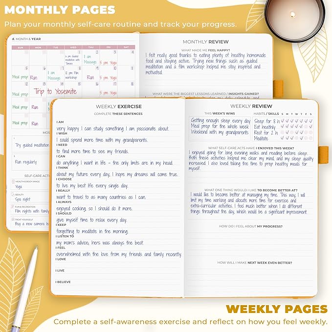 Clever Fox Self-Care Journal – Wellness & Daily Reflection Notebook – Mental Health & Personal Development Journal – Self-Care, Meditation & Mood Journal for Women & Men – A5 Size (Amber Yellow)