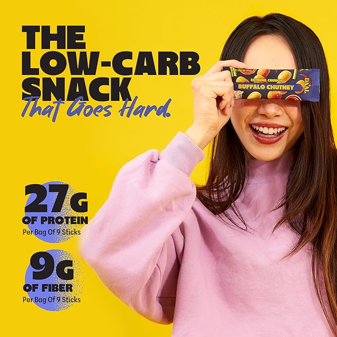 Daal By Keen Crunchy Mung Bean Snacks – Buffalo Chutney – Plant-Based Protein, High Fiber, Gluten-Free, Nut-Free – Mix into Salads or Enjoy as an On-the-Go Snack – 1 Resealable Pack, 4.76 oz