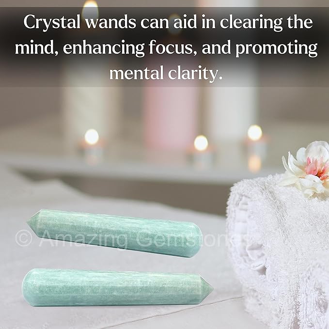 Amazing Gemstone Amazonite Crystal Wand Massage Stick - Pelvic Wand Gua Sha for Adults - Crystals and Healing Stones Massage Wands for Adults Gifts (Pointed)