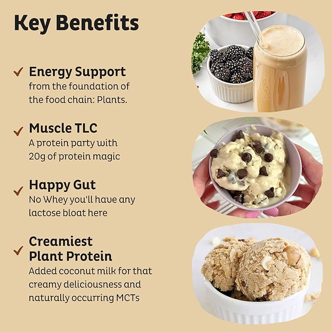 KOS Plant Based Protein Powder, Vanilla USDA Organic - Low Carb Pea Protein Blend, Vegan Superfood Rich in Vitamins & Minerals - Keto, Soy, Dairy Free - Meal Replacement for Women & Men - 10 Servings