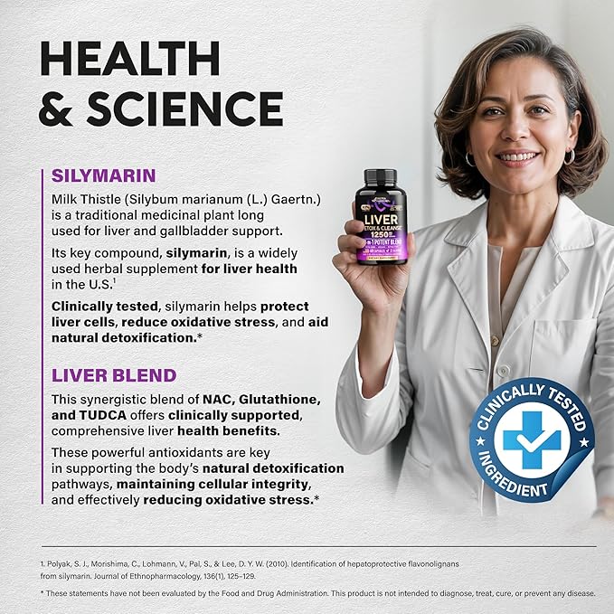Liver Cleanse Detox & Repair - Milk Thistle | Dandelion | Artichoke | TUDCA | Glutathione & NAC - Effective Liver Health Supplement | 80% Silymarin - Laboratory Tested, Vegan - Made in USA 60 Capsules