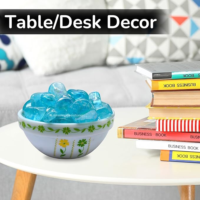 Amazing Gemstone Aqua Aura Quartz Crystals and Healing Stones Tumbled - 1 oz, Healing Stones for Energy Balance, Stress Relief - Premium Polished Gems Rocks for Meditation and Wellness