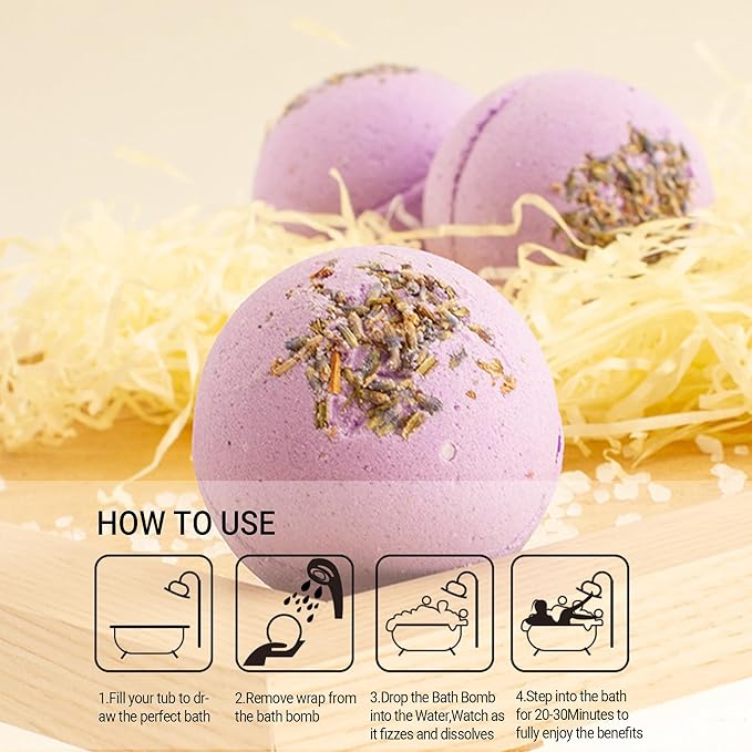 Bath Bombs for Women Spa Gift Set with Lavender Oils Sea Salt Relaxing Birthday Gift for Her Bubble Bath Skincare