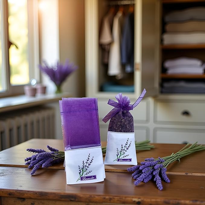 20Pcs Purple Empty Lavender Sachets Bags for Drawers and Wardrobes Closet Freshener Scents Dried Lavender Flower Sachets Home Fragrance