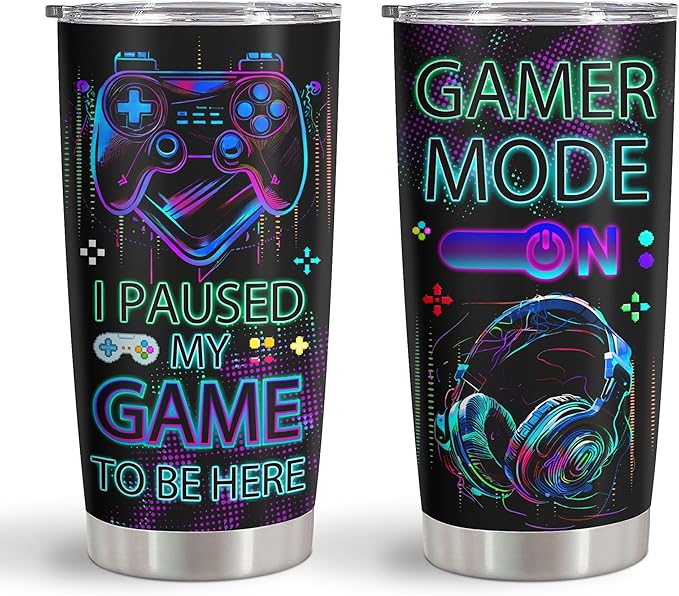 Gamer Gifts, Cool Gifts for Men Teenage Boyfriend Teen Boys Girls, Gaming Mug, Video Game Cup, Birthday Present for Game Lovers Tumbler 20oz 1 PC