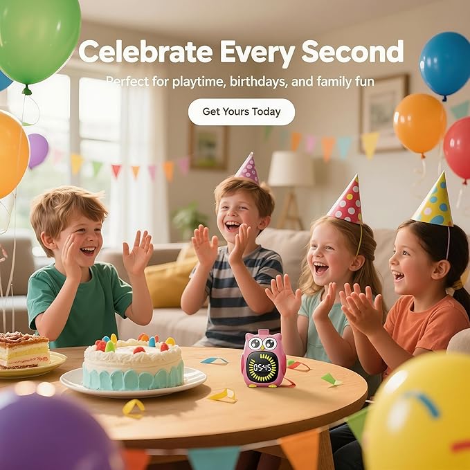 Doli Yearning Visual Timer for Kids, 99 Minute Cute Owl Digital Countdown Timer for Home School Classroom Supplies Study, Silent Time Management Tool (Pink)