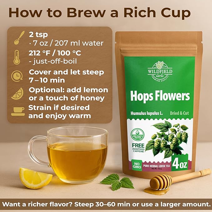 4 oz. Hops Herb Dried Tea Hops Flowers Herbal (Humulus Lupulus L.) - 113 Gramm Herb Tea Lupulo Entero