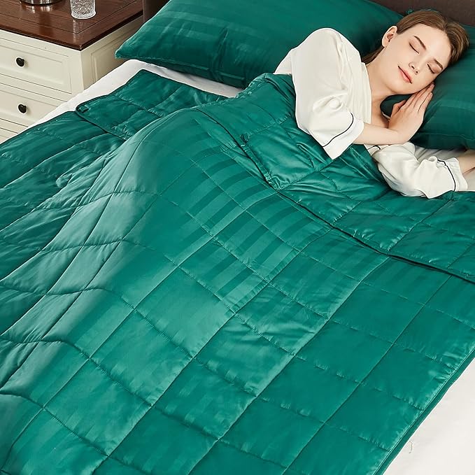 anfie Weighted Blanket, 48x72-15lb, Ultra Soft Polyester, 15lbs, Glass Beads, Cooling, Machine Washable, Modern, Abstract, Green, Adult, Unisex