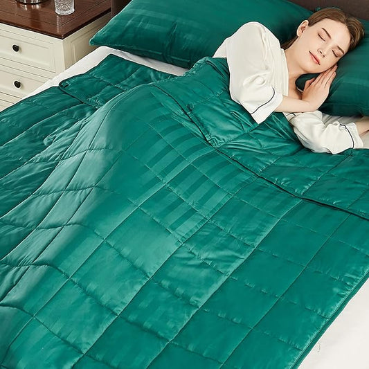 anfie Weighted Blanket, 48x72-15lb, Ultra Soft Polyester, 15lbs, Glass Beads, Cooling, Machine Washable, Modern, Abstract, Green, Adult, Unisex