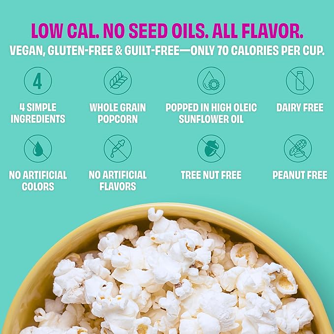 Poptime Kettle Cooked Popcorn Snack Bags – Sweet & Salty Kettle Corn Popcorn Bags, Healthy Snack With Avocado Oil & Himalayan Pink Salt, Gluten Free, Vegan, Low Calorie, Non-GMO - 7 oz - Pack 4