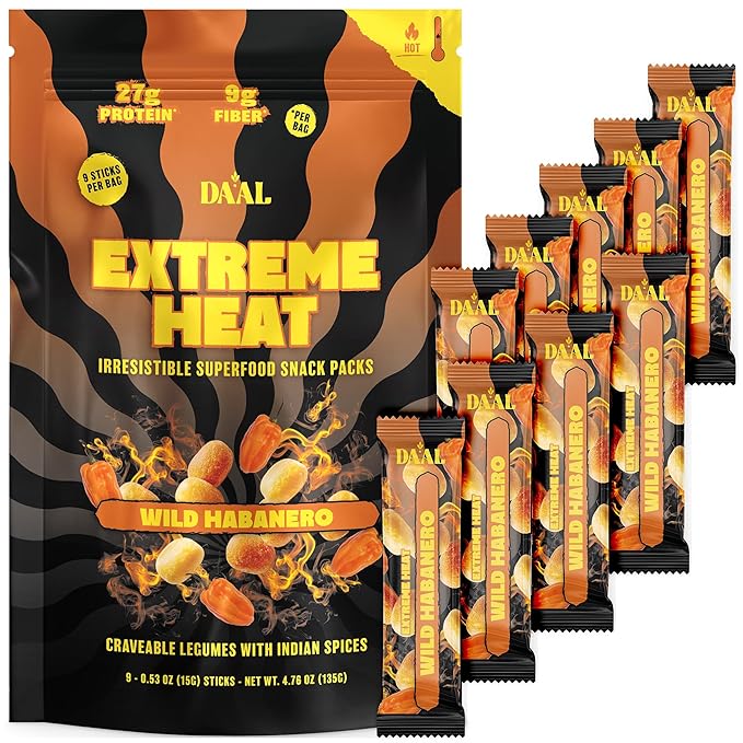 Daal By Keen Crunchy Mung Bean Snacks – Wild Habanero - Plant-Based Protein, High Fiber, Gluten Free & Nut-Free – Mix into Salads or Enjoy as an On-the-Go Snack - 1 Resealable Pack, 4.76 oz