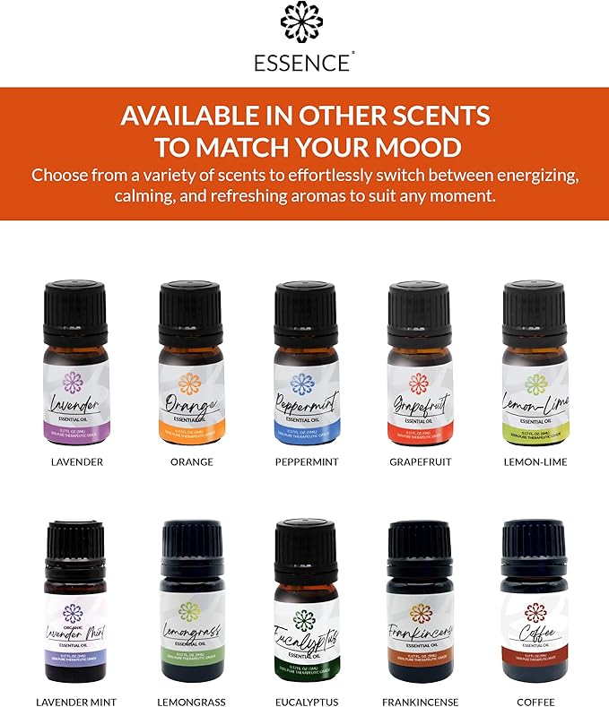 Essence Orange Essential Oil – 100% Pure & Therapeutic Grade – Perfect for Aromatherapy, Diffusers & Recharging Essence Nasal Diffuser Rings – Natural Stress & Mood Support (5mL)