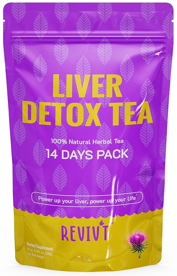 REVIVT Liver Detox Tea - Natural Liver Cleanse & Digestive Support, Herbal Blends with Milk Thistle, Artichoke, Liquorice, Caffeine Free, 14 Day Supply