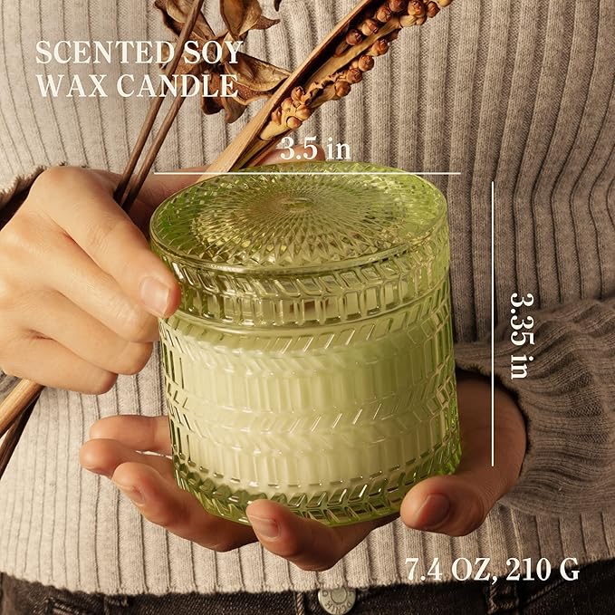 Sage Citrus Scented Candles, Crackling Wood Wick Soy Candle, 7.4 oz Natural Candles Non Toxic, 55 Hours Clean Burn | Aromatherapy Candle | Gift-Ready for Hosts & Gatherings