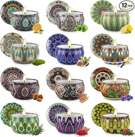 Scented Candles Gift Set,12 Pack Candles for Home Scented, 300 Hour Long Lasting Soy Wax Aromatherapy Candle Set, Birthday Gifts for Women with Gift Box