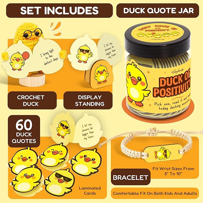 Positivity Duck Gifts For Duck Lovers Crochet - Daily Affirmation Cards, Funny Support Coworker Birthday Gifts For Women Unique, Cute Back To School Teen Girl Gift Trendy Stuff