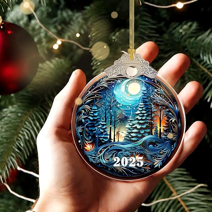 Christmas Tree Acrylic Ornament, Christmas Ornaments 2025, Christmas Ornament, Tree Ornaments, White Elephant Gifts for Adults, Gag Gifts Funny Adult, Christmas Decor (Christmas in The Forest)