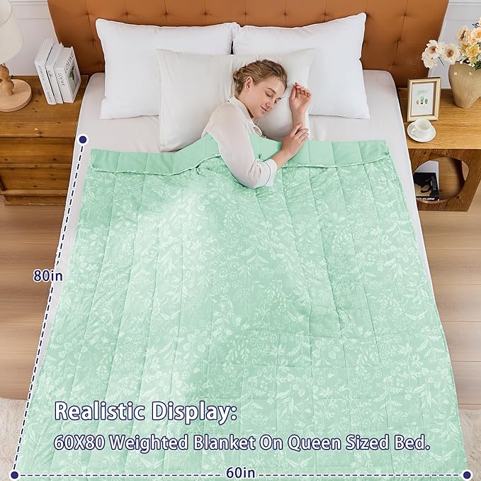 25 lbs weighted blanket Queen Size for Adults (60”x 80”, Cerulean) Cooling Heavy Blanket for Sleeping Perfect for 240-260 lbs, Winter Thick Breathable Blanket with Premium Glass Bead, Machine Washable