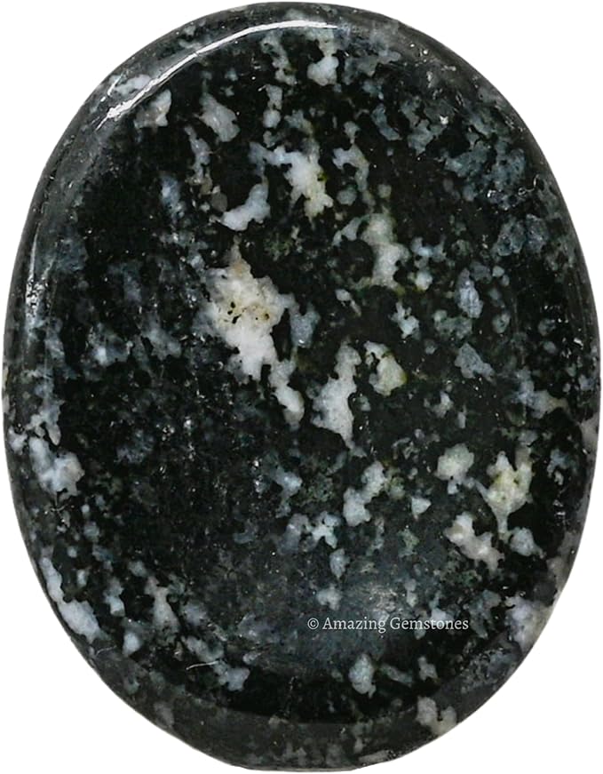 Amazing Gemstone Black and White Tourmaline Worry Stone Crystals & Healing Stones - Worry Stones for Stress Relief Gifts - Piedra Crystal Fidget for Meditation - Stocking Stuffers and Birthday Gifts