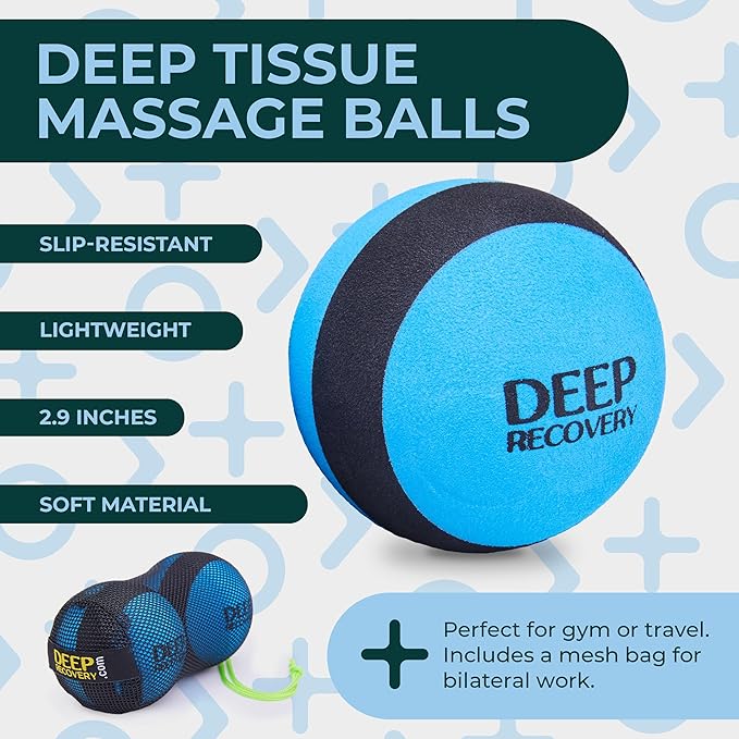 Deep Recovery Yoga Deep Tissue Massage Ball Set – Myofascial Release Balls for Feet, Back, Neck, Legs & Arms – Trigger Point & Mobility Therapy (2-Pack)
