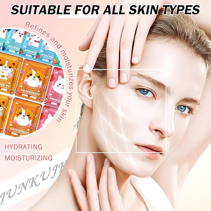 12PCS Hydrating Facial Sheet Mask,Moisturizing Face Masks Skincare Gift Set,Long Lasting Face Mask Skin Care & Facial Mask Kit for All Skin Types 18