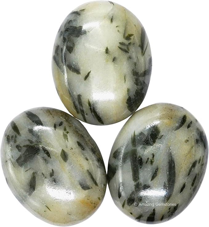 Amazing Gemstone Green Tourmaline in Quartz Crystals and Healing Stones - Large Palm Stone Crystals Piedra - Crystal for Good Luck, Positivity, Meditation - Unique Stocking Stuffers Gifts for Women