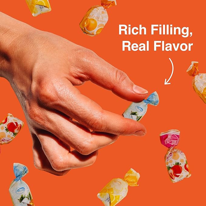 Assorted Fruit Hard Candy Individually Wrapped by Cambie, 6 lbs of Halloween Candy Bulk with a Deliciously Sweet Hard Exterior with a Soft, Decadent Filled Center