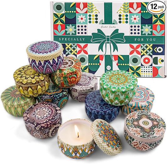 Scented Candles Gift Set, 12 Pack Candles for Home Scented, 21.12 oz Long Lasting Soy Wax Aromatherapy Candle Set with Gift Box, Birthday Gifts for Women