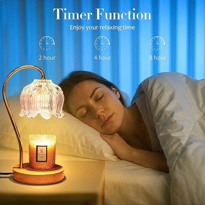 Dimmable Flower Candle Warmer Lamp with Timer - Fits All Jar Scented Candles - Christmas & Mother's Day Gift for Women，Mom