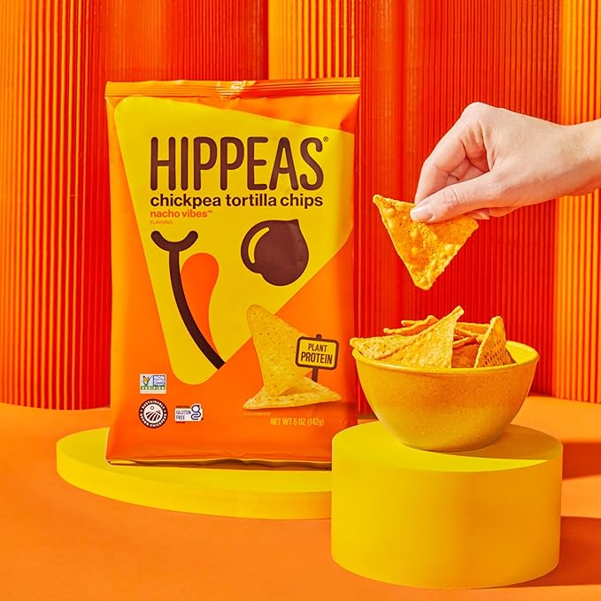 Hippeas Chickpea Tortilla Chips, Nacho Vibes, 1 Ounce (Pack of 18), 3g Protein, 3g Fiber, Vegan, Gluten-Free, Crunchy, Plant Protein Snacks