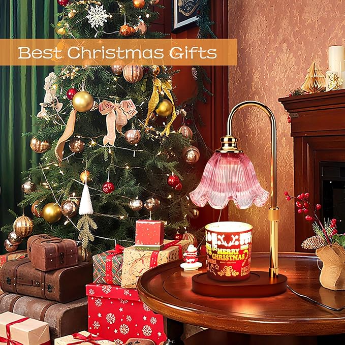 Electric Candle Warmer Lamp with Timer: Adjustable Height & Brightness, Wax Warmer for House Warming Gifts, New Home Room Decor,Birthday Gifts for Mom & Women (Pink)