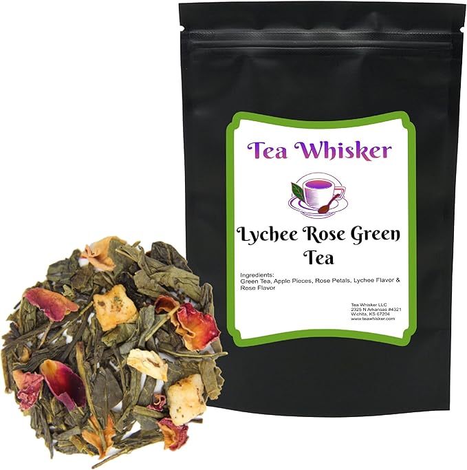 Tea Whisker Lychee Rose Loose Leaf Green Tea (4 Ounce (Pack of 1))