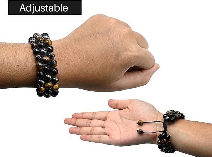 Natural Healing Crystal Bracelet for Women - Mens Bracelet Energy Balancing Gemstones Set - Adjustable Stone Bead Bracelet for Men and Women - Chakra Crystal Therapy Accessory, Meditation